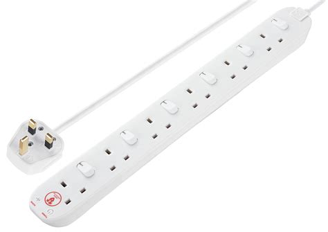 Mains Extension Lead With Surge Protection 6 Gang 13a Masterplug Cpc