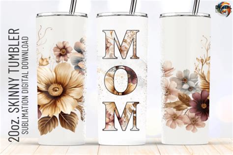 Mom Beautiful Floral Flower Tumbler Wrap Graphic By Digital Delights