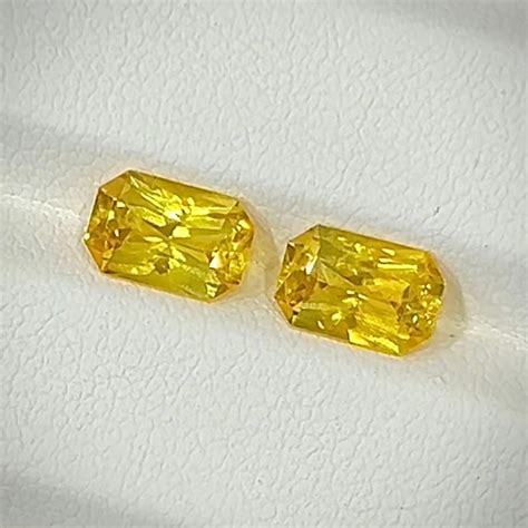 carat yellow sapphire pair prestige gems natural ceylon