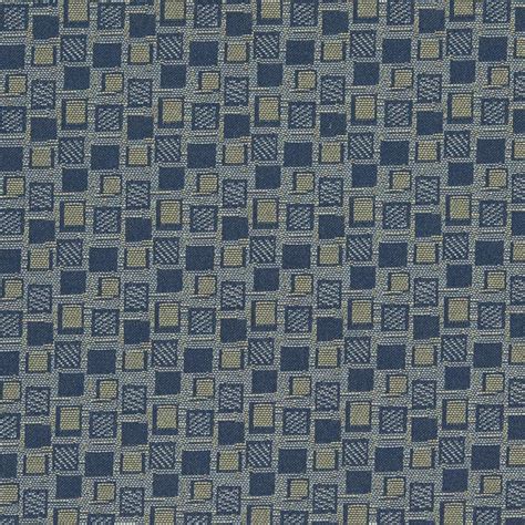 Squares Navy Blue Abstract Damask Upholstery Fabric By The Yard K