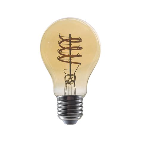 LED FILAMENT E27 DIM A60 4W AMBER SPIRAL 1800K 230V AC 270LM RA80