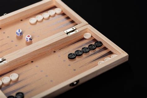 Traditional Backgammon Game Board With Backgammon Game Pieces Stock