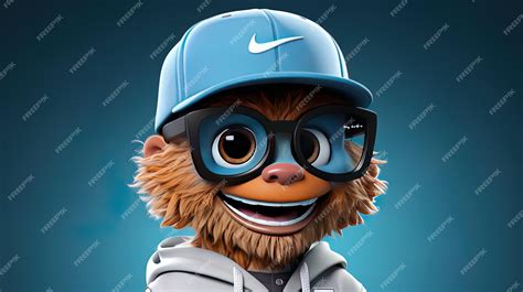 Premium Photo | A cartoon character wearing a blue hat and glasses