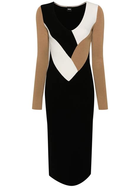 Boss V Neck Column Midi Dress Farfetch