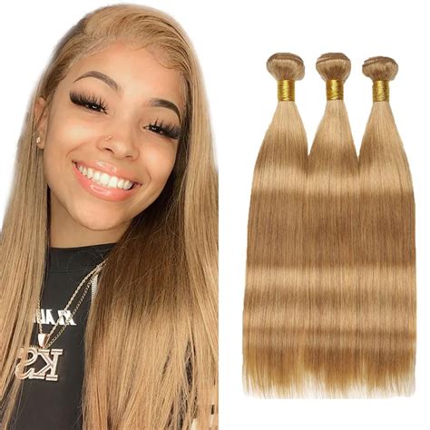 Amazon 27 Bundles Honey Blonde Human Hair Bundles Color 27 Blonde Straight Bundles Human