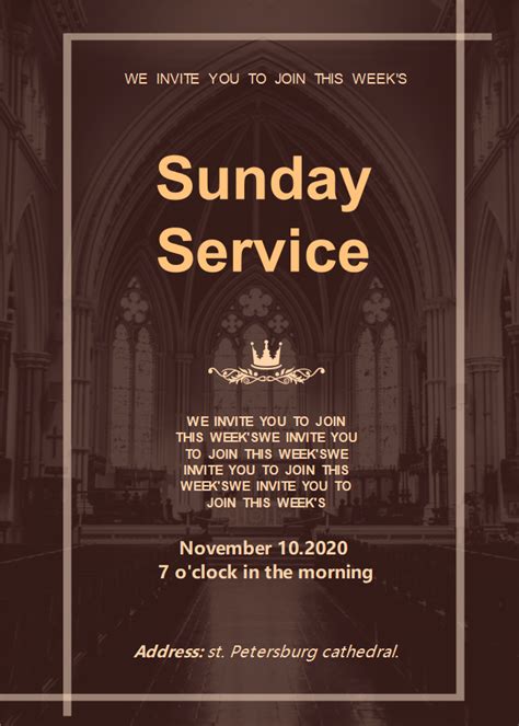 Use This Elegant Design Church Sunday Service Invitation Template To