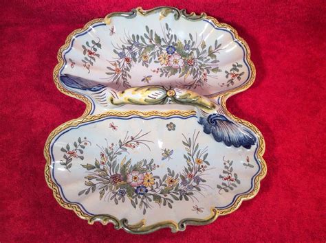 Antique French Faience Fourmaintraux Desvres N Quimper Handled Double