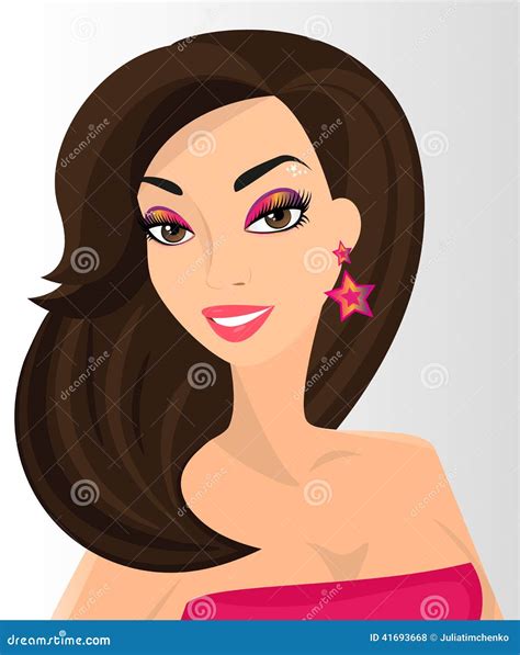 Portrait Of Brunette Woman Stock Vector Illustration Of Beauty 41693668