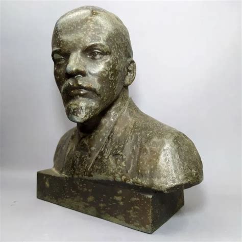 SOVIET RUSSIAN BIG FIGURINE LENIN STATUE BUST Metal Sculpture 10,6 inch ...