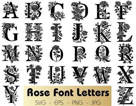 floral letters svg rose font rose letters letters svg letters svg