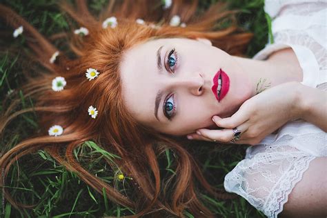 "Portrait Of A Ginger Girl Laying On Grass" by Stocksy Contributor ...