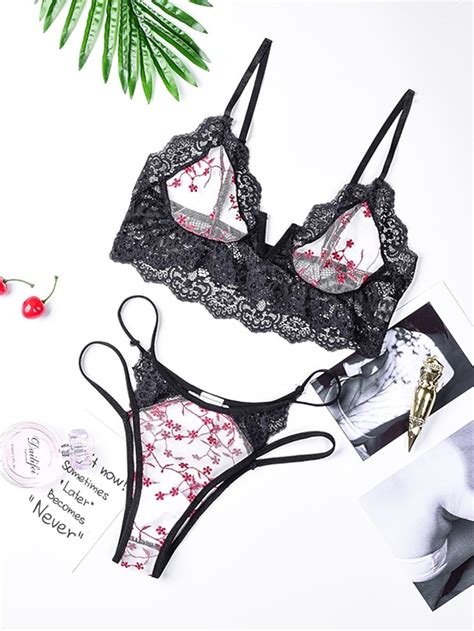 Women S Matching Bralettes Sexy Lingerie Lingerie Set 1 Set Flower Pure