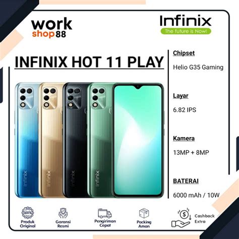 Jual Hp Terbaru Infinix Hot 11 Play 4 64 Ram 4GB Rom Internal 64GB New Original Garansi Resmi