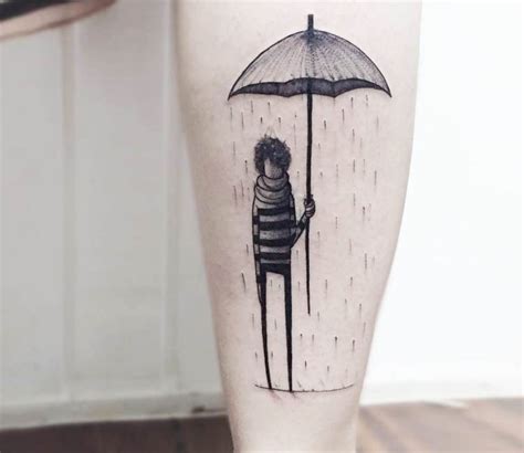 Alone with Umbrella tattoo by Felipe Mello | Post 18159