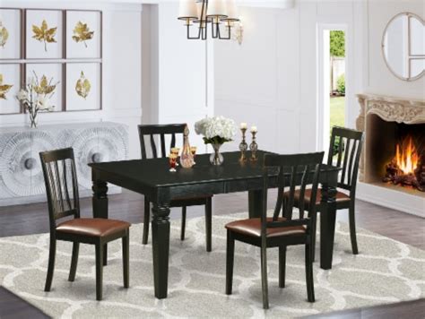 East West Furniture Weston Piece Wood Dining Table Set In Black