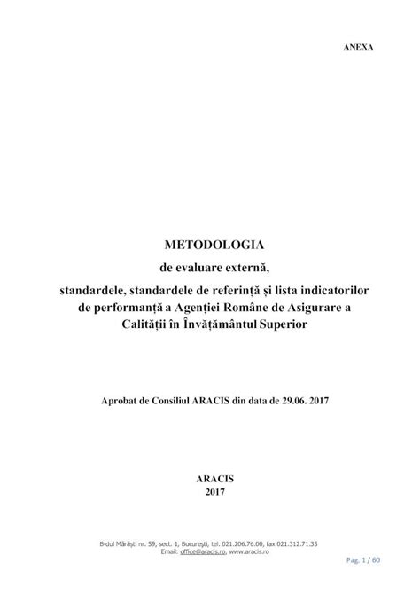 PDF METODOLOGIA de evaluare externă standardele standardele dac