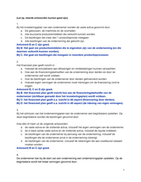 Oefenvragen Week 2 Antwoorden Let Op Meerde Antwoorden Kunnen