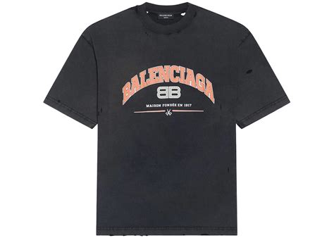 Balenciaga Womens Maison Balenciaga Medium Fit T Shirt Black Orange