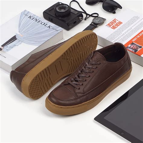 Jual Olaf Brown Kulit Asli Manneedme X Greata Sepatu Sneakers Pria