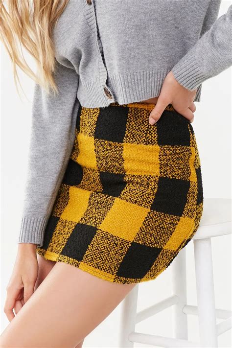 Tweed Buffalo Plaid Mini Skirt Forever 21 Mini Skirts Plaid Mini