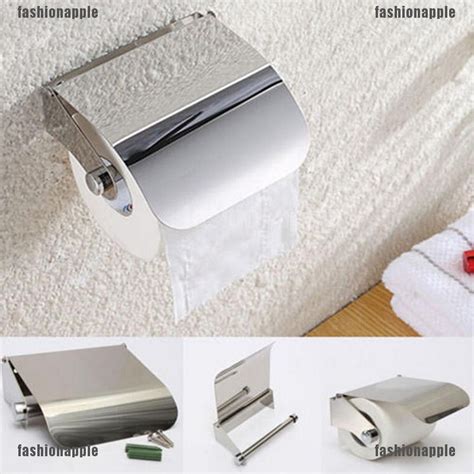 Stainless Steel Bathroom Toilet Paper Holder Roll Tissue Box Wall