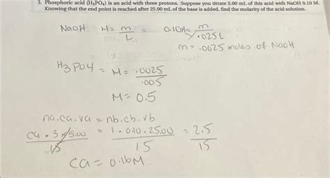 Solved 3. Phosphoric acid (H3PO4) is an acid with three | Chegg.com