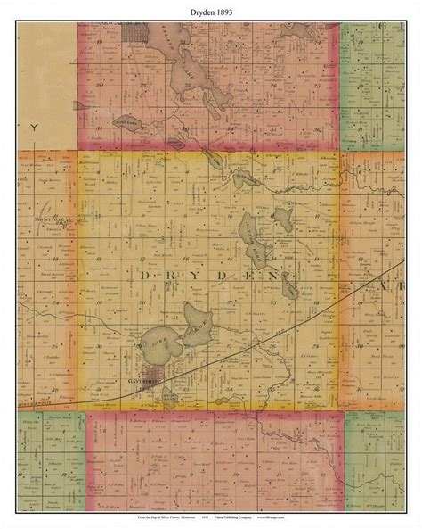 Dryden Gaylord Titlow Lake Sibley Co Minnesota 1893 Old Town Map