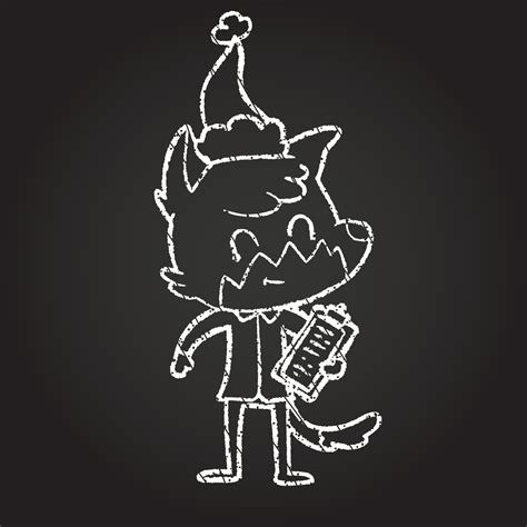 Christmas Fox Chalk Drawing 13112322 Vector Art at Vecteezy