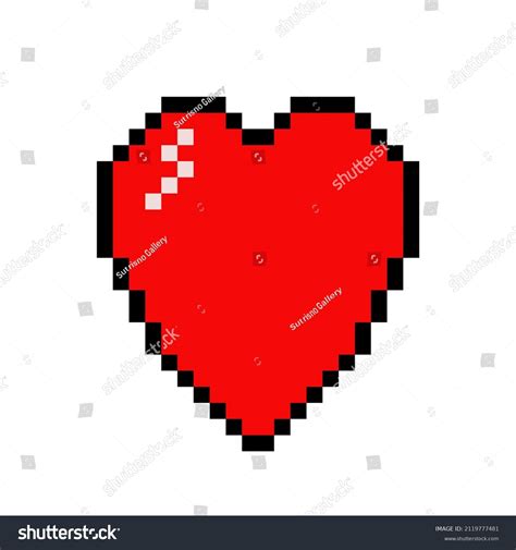 Pixel Art Heart Love Valentine Red Stock Illustration