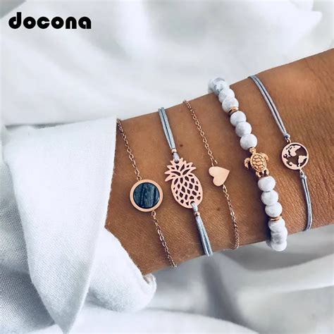 Docona Pulsera Con Forma De Coraz N Y Pi A Para Mujer Brazalete