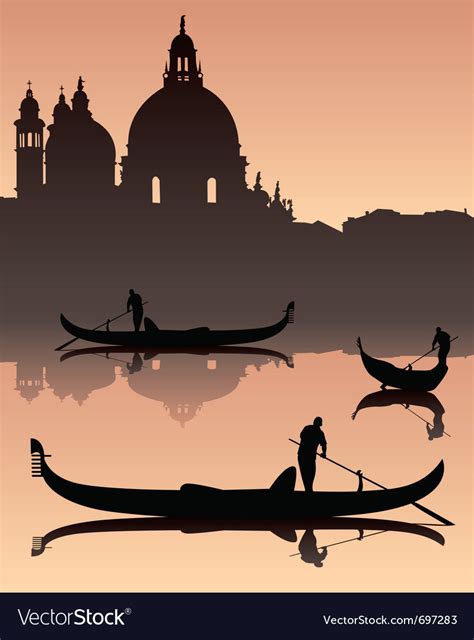 Venetian Gondola Silhouette Royalty Free Vector Image