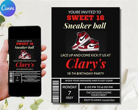 Sneaker Ball Invitations Girl Sneaker Ball Birthday Party Etsy