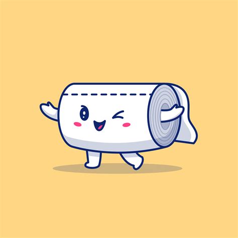 Cute Toilet Tissue Paper Roll Cartoon Vector Icon Illustration People ...