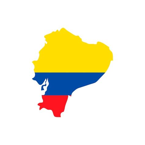 Silueta De Mapa De Rep Blica De Ecuador Con Bandera Sobre Fondo Blanco