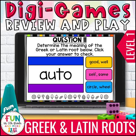 Greek and Latin Roots Digital Review Game and Interactive Activity