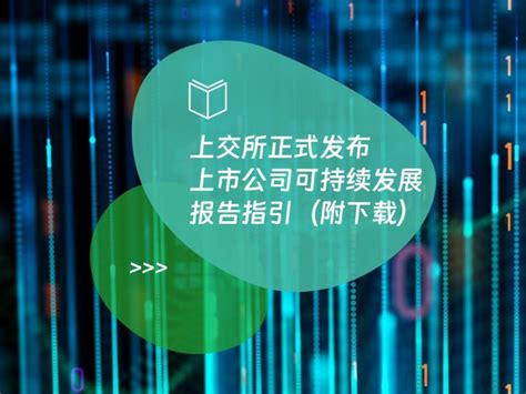 上交所正式发布上市公司可持续发展报告指引（附下载） 数治网