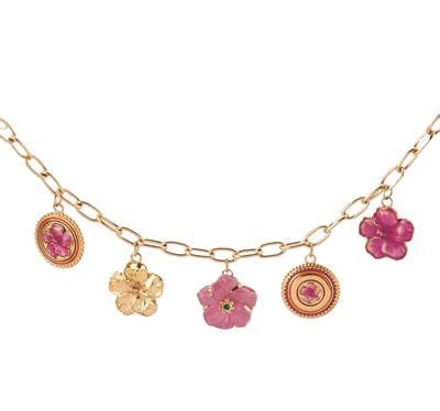 My Jewellery Island Ketting Met 5 Bedel Bloemen Goud