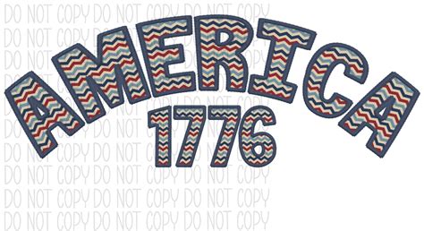 America 1776 Dark Blue Trim Faux Embroidery Dtf Transfer We Print U Press Dtf Transfers