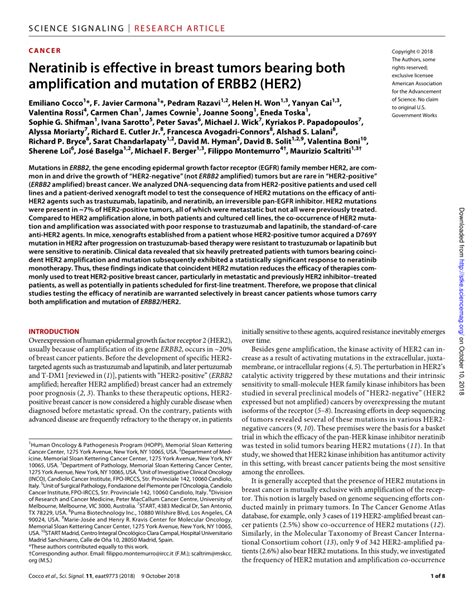 Pdf Neratinib Is Effective In Breast Tumors Bearing Both