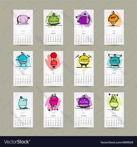 Calendar grid 2015 for your design fitness people Vector Image