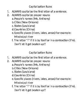 Capitalization Rules- Anchor Chart by Texas Tiger | TpT 