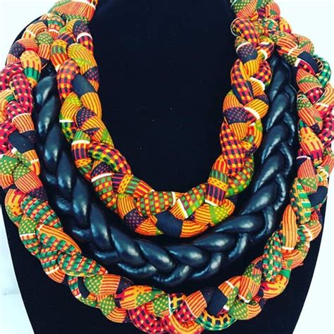 African Jewelry Ankara Necklace Braided Necklace Bib Etsy