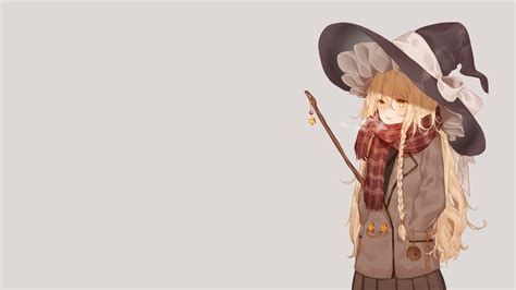 Blonde Hair Braids Gray Hajin Hat Kirisame Marisa Long Hair Scarf Signed Skirt Staff Third Party