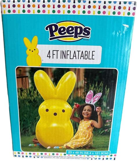 Peeps 4ft Inflatable Easter Bunny Peep Blow Up Toy Yellow