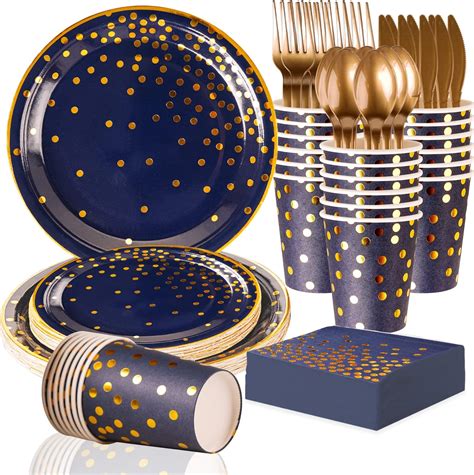 Amazon Zuifugui Pcs Blue And Gold Party Supplies Gold And Navy