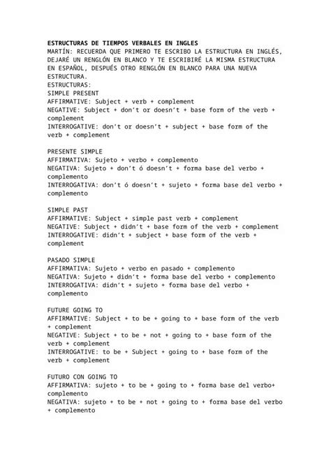 DOCX Estructuras De Tiempos Verbales En Ingles DOKUMEN TIPS