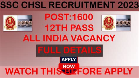 Ssc Chsl Postal Assistant New Vacancy Out Apply Now Job News