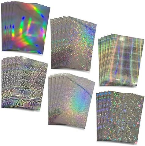 Sheets Metallic Holographic Card Stock Glitter Shiny Iridescent Mirror