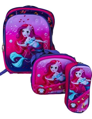 Mochila Lapicera Lonchera Set Pzs Escolar C Luces Env O Gratis