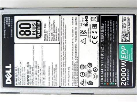 W R V W R V W For Dell Poweredge C Server Hot Plug Plus Power Supply Z E S